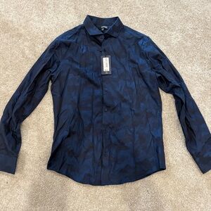 Murano Navy Camouflage Button Down Shirt